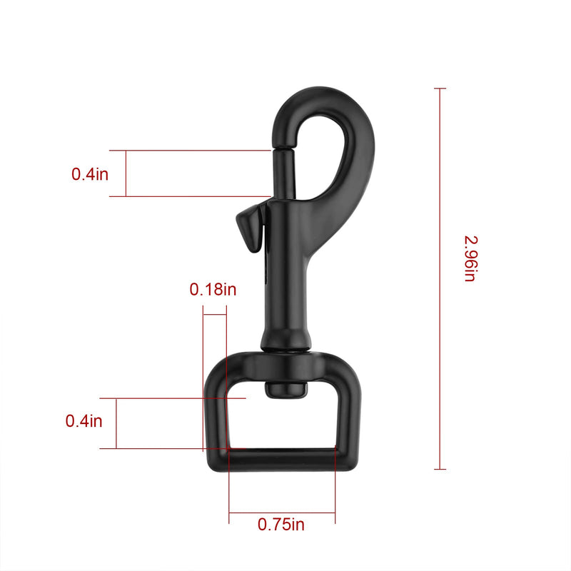 [Australia - AusPower] - Swivel Eye Bolt Snap Hooks Black Heavy Duty Dog Leash Clips Dog Leash Clasp Dog Leash Snaps Hooks Trigger Clip Trigger Snaps 3/4 in 4pcs 