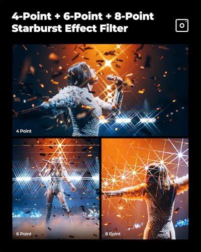 K&F CONCEPT 49mm Star Filters Kit 3pcs 4+6+8 Points Starburst Filters Set