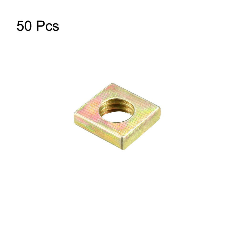[Australia - AusPower] - uxcell Square Nuts, M6x10mmx3mm Yellow Zinc Plated Metric Coarse Thread Assortment Kit, 50 Pcs M6x10mm(L)x3mm(H) 