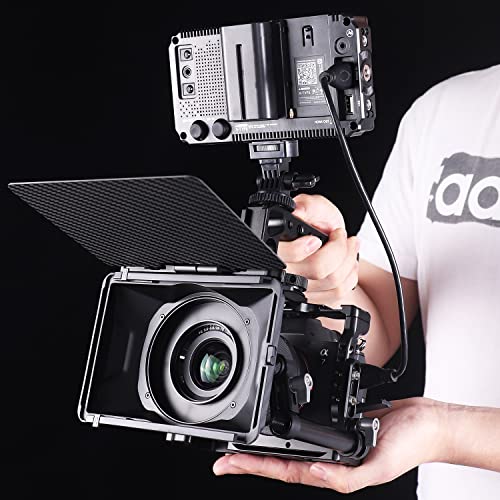 Foto4easy 4x4/4x5.65 Lightweight Mini Matte Box with 15mm Rod Support for DSLR Mirrorless Cameras,Compatible with 52mm/55mm/58mm/62mm/67mm/72mm/77mm/82mm Lens
