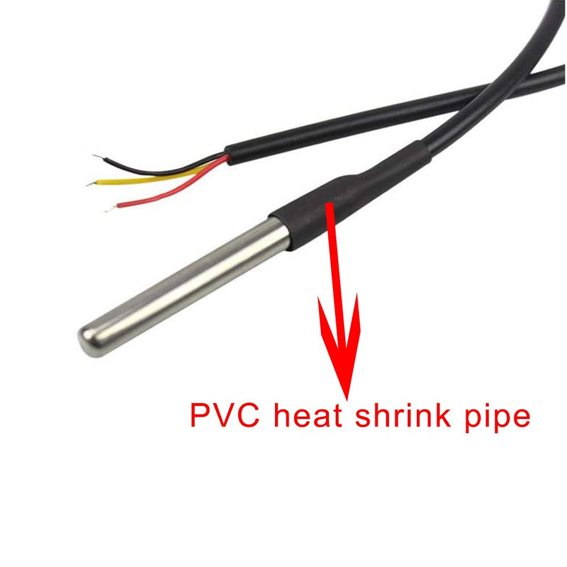[Australia - AusPower] - 5pcs 5m DS18B20 Digital Thermistor Probe Temperature Sensor Waterproof Temperature Probe Stainless Steel Resistance Thermal Cable -55°C to +125°C Compatible with Arduino and Raspberry pi 