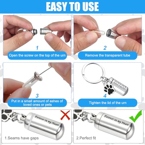 Pet Ashes Necklace with Ashes Keyring, Stainless Steel, 2PCS