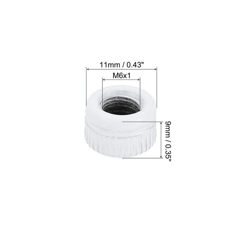 [Australia - AusPower] - PATIKIL M6x9x11 Cap Nut, 25 Pcs Acorn Nut Screw Knob Cap Insert Bolt Cover Female Thread Knurled Hardware Fittings Light Fixtures, White 