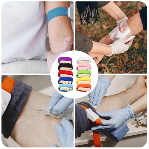 Pack of 10 Vein Stays with Release Buckle Storage Hose | for Camping, Hiking, Combat, Mountaineering, Outdoor Sports, Tourniquet for Blood Sampling, Highly Flexible, Tourniquet Venous Constrictor for Blood Sampling