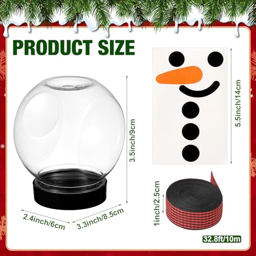 Jingmore 36 Pcs Plastic Candy Jars for Christmas Party Favors Snowman Christmas Candy Jars with Lids Clear Xmas Cookie Jar Container Chocolate Storage Jar with Stickers and Ribbon (Red Black Plaid) Red Black Plaid