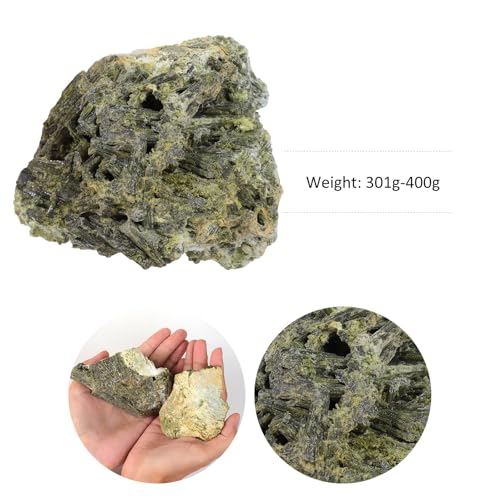 SUNYIK 301-400g Natural Raw Green Tourmaline Crystal Stone Cluster 1.89-5.03"