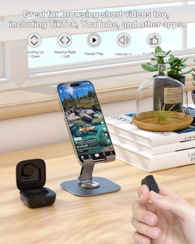 Wireless Bluetooth Page Turner TikTok Scrolling Ring Compatible with Kindle/Kobo/iOS/Android Ideal for E-Readers/TikTok Videos/Camera Recording (Black) Black