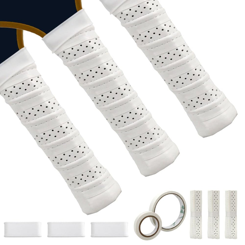 Pickleball Grip Tape 3pcs Overgrip Pickleball Paddle Grip Tape with Raised Ridge Replacement Grip Wrap Accessory for Pickleball Paddle Handle White