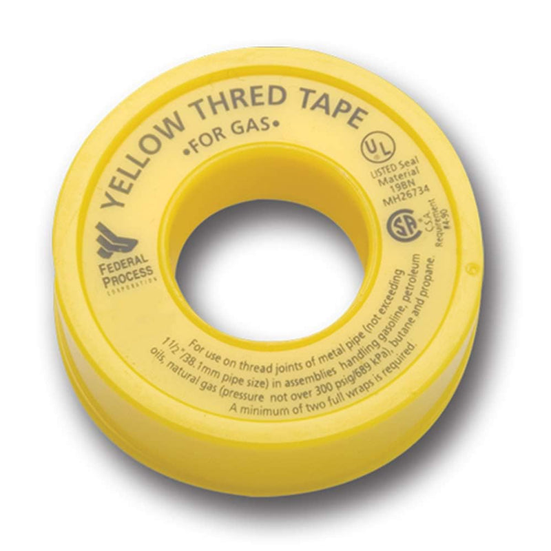 Gasoila Yellow PTFE Thread Seal Tape – Professional-Grade, 1/2 Inch x 260 Inch, High-Density Thread Tape for Gas Lines– Leak-Proof Seal, Non-Toxic 1/2 Inch x 260 Inch Roll- 1 Pack