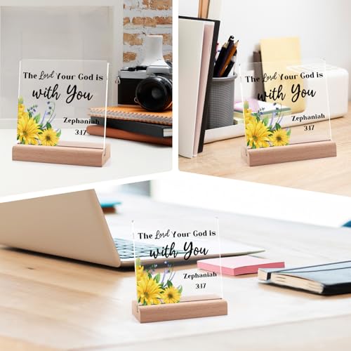 Christian Gifts for Women Men Religious Clear Desk Decorative Sign Inspirational Christian Gifts for Coworker Friends Encouragement Acrylic Plaque with Stand Easter Faith Motivational Baptism Gift