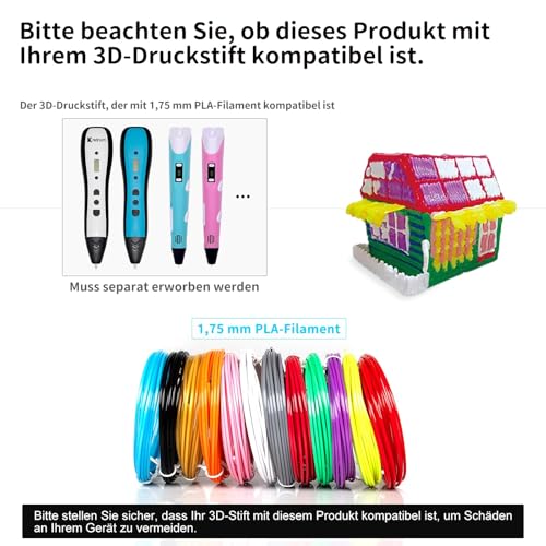Kretrum 3D Pen Filament, 18 Colours, 1.75 mm, 72m (236 Feet), PLA, 0.24 kg