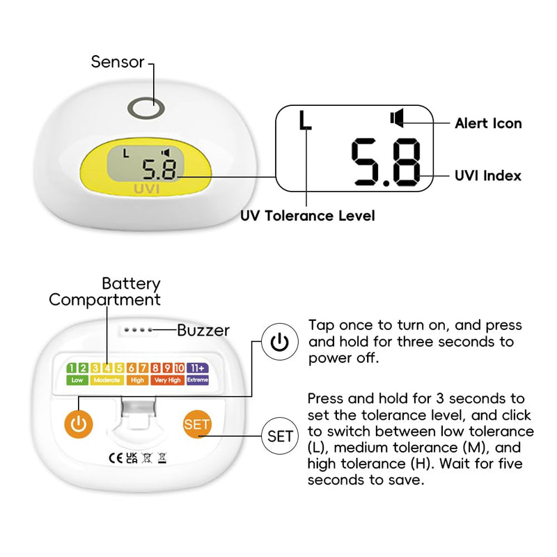 [Australia - AusPower] - Sunlight UV Index Meter, UV Injury Alarm, Sunburn Beep, Time Limit Without Use 