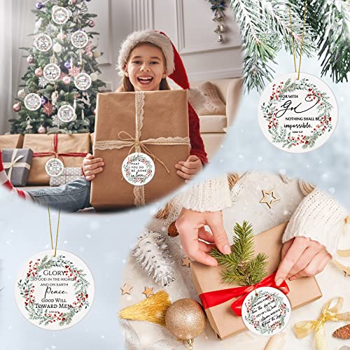 12 Pcs Christian Christmas Ornament Bulk Bible Verse Hanging, Classic 12