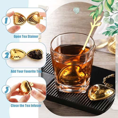 25 Sets Bridal Shower Tea Party Favor for Guest Leaf Tea Spoon,Gold Gold