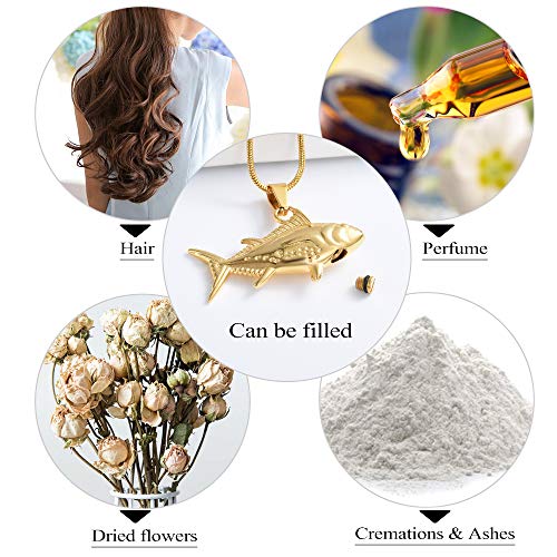Imrsanl Fish Urn Necklaces Cremation Jewelry for Ashes Gold