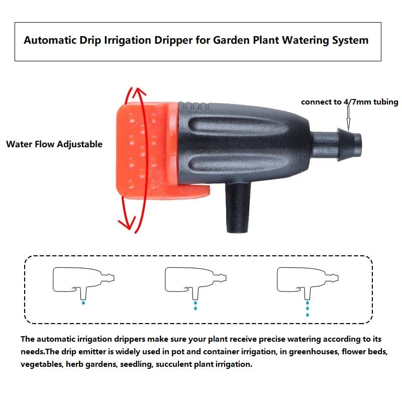 [Australia - AusPower] - Garden Irrigation Dripper, 30 Pack Adjustable Drip Emitters Garden Succulent Watering Dripper Sprinkler for 4mm/7mm Hose for Home Succulents Plants Lawn Flower Irrigation System 