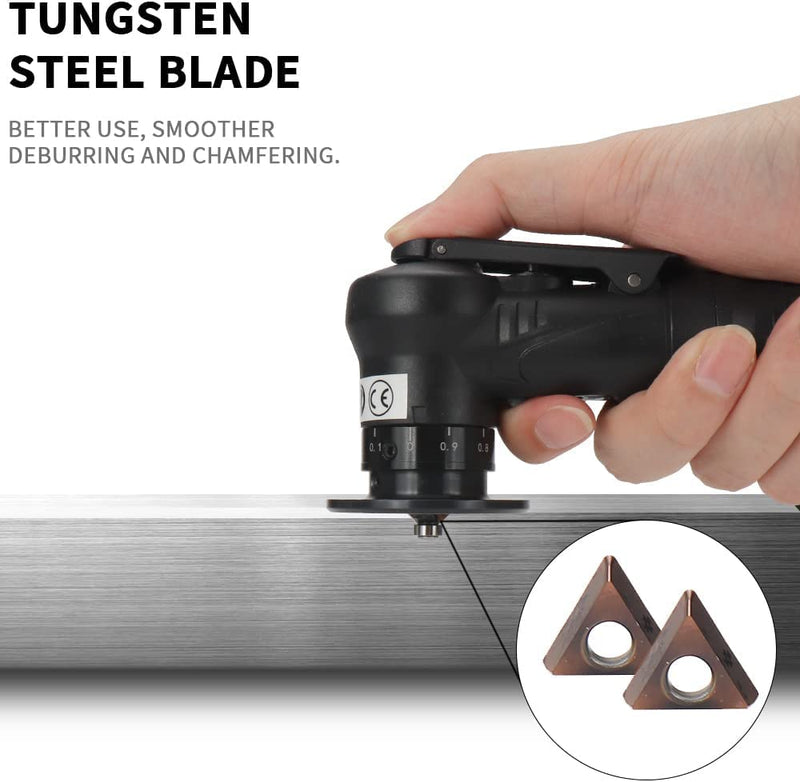 [Australia - AusPower] - Mini Pneumatic Chamfering Machine, Portable Handheld Air Chamfer Tool for Chamfering Metal 45 degree Arc Corner Beveling Trimming Deburring Machine Air Chamfering Tool Kit (Black) 