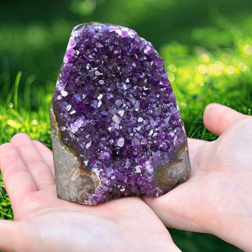 Amethyst Crystal Cluster - Raw Amethyst Stones, Gemstones, Healing Crystals Rock, Mineral Geode Amethyst Rocks Stones Energy Balancing Gemstones Gifts for Women Men 300g