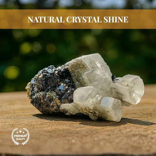 Natural Calcite Crystal from Peru - Authentic Energy Stone Specimen Formed with Several Crystals | Cluster, Druse or Twin Shapes | for Collection, Decoration or Gifting (8 to 9 Ounce) 8 to 9 Ounce