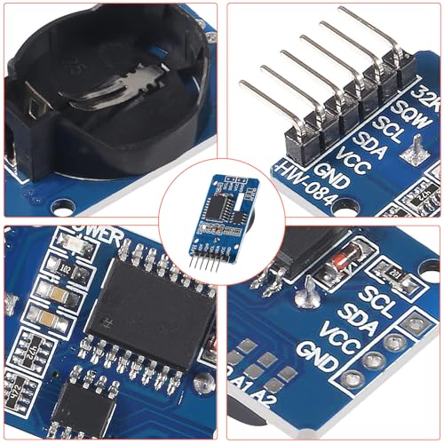 RTC IIC Precision Clock Module, QIQIAZI Real-time Module Clock RTC Sensor with Battery Compatible with Arduino (Pack of 5) 5 PCS