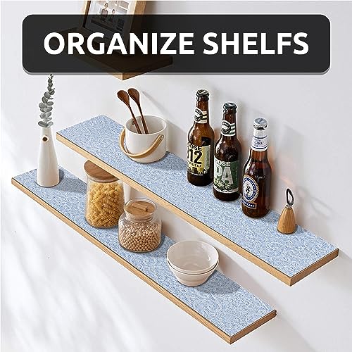 FIFTY FEET 12X480 Inch Shelf Liner with Scissor & Tape Measure for Kitchen Cabinets, PVC Drawer Liner for Dresser Non-Slip Bathroom, Non-Adhesive Cabinet Liner Washable (Pale Blue) Pale Blue 12"W x 480"L