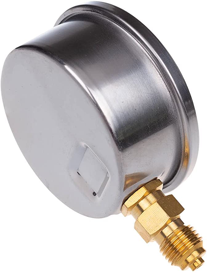 [Australia - AusPower] - Glycerine Pressure Gauge with Radial Connection, IP65 Stainless Steel 63 mm with Lower Connection, 1/4 Glycerine (0-4 bar) 0-4 