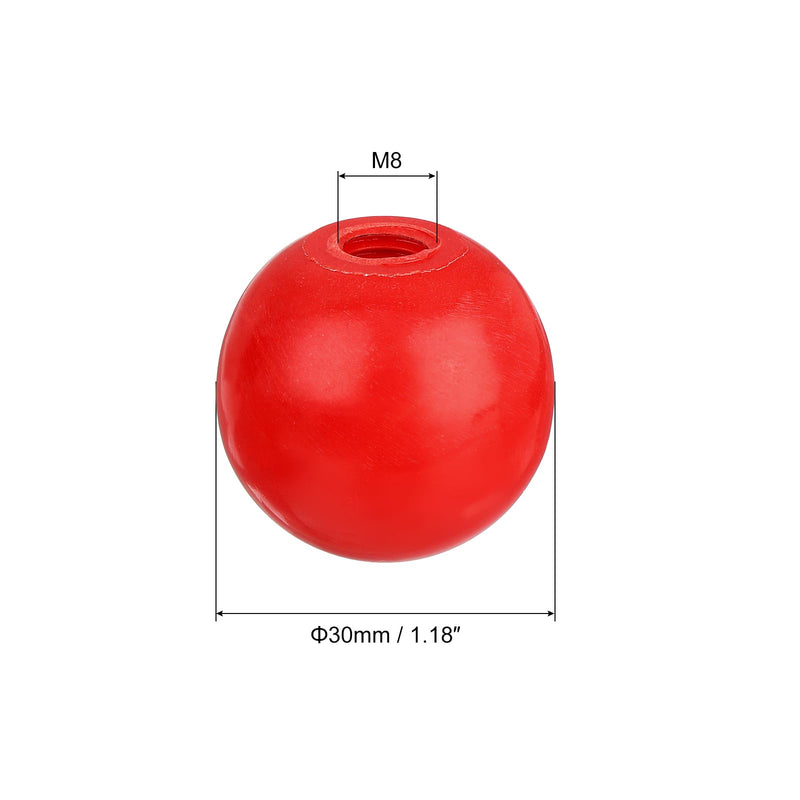 [Australia - AusPower] - 6Pcs Threaded Ball Knobs, M8 Female Thread Thermoset Ball Knob 1.18" Dia Red Round Operation Ball Handles with Thread Iron Insert for Machine Handle Tool Replacement 