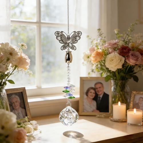 Butterfly Crystal Catcher Mini Urn for Ashes Keepsake Suncatcher with Small Cremation Holder,Hanging Memorial Decor mini urn,1.2 Inches Tiny urn for Human or Pet Ashes Sharing Memorial Urn