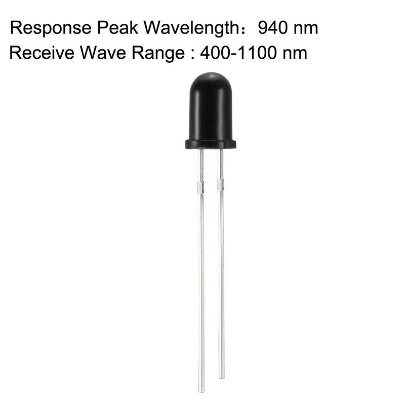 [Australia - AusPower] - uxcell 100pcs Photosensitive Diode Photodiodes Light Sensitive Sensors,5mm Black Round Head Receiver Diode 