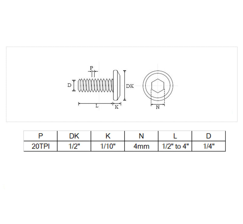 [Australia - AusPower] - 20pcs 1/4"-20 x 1/2" Black Flat Head Allen Bolts 304 Stainless Steel for Furniture Connecting Table Bed 1/4 x 1/2" 20pcs 