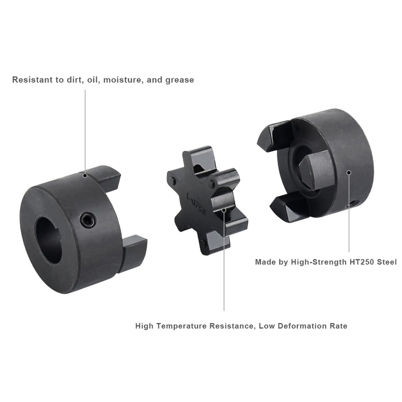 3/4" to 3/4" L075 Flexible 3-Piece L-Jaw Coupling Set & Buna-N NBR Rubber Spider for Log Wood Splitter