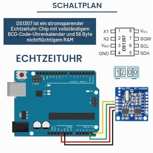 RTC I2C Module DS1307 AT24C32 Real Time Clock Module, High Precision 24C32 Memory Clock Module, Compatible with Arduino AVR PIC 51 ARM (5 Pieces)