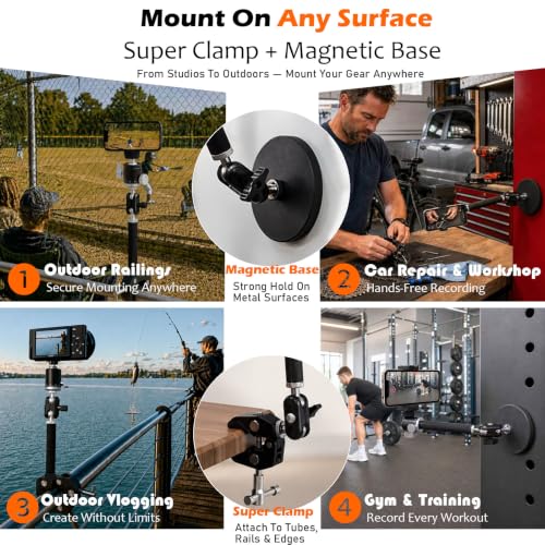 FotoZ TZ-07 Modular Camera Mount, Magic Arm Super Clamp Magnetic Base