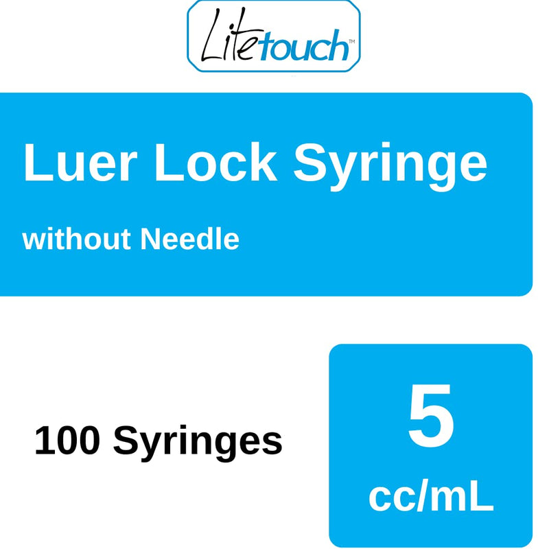[Australia - AusPower] - 5mL Luer Lock Syringe, Sterile, Individually Sealed - 100 Syringes per Box (no needle) 
