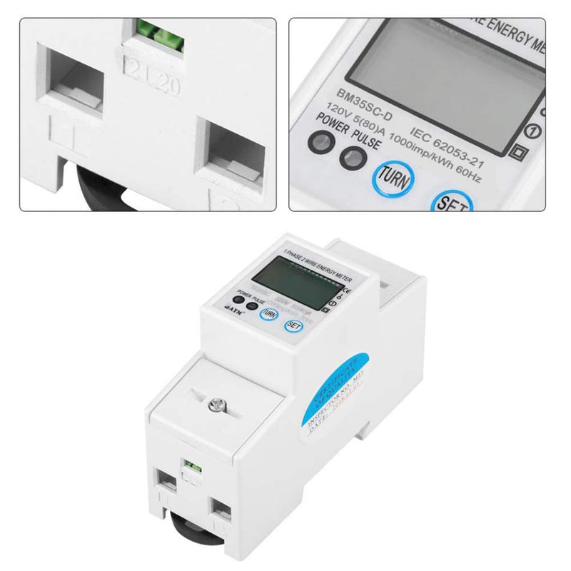 [Australia - AusPower] - BAYM® 5(80) A 120V 60HZ Single Phase Din Rail Digital Modbus Smart Remote KWH Watt Hour Din-Rail Energy Multi-Function Meter LCD with Button 80A 