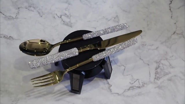 Bling Silverware Cutlery Set, Silver, 3 Pcs