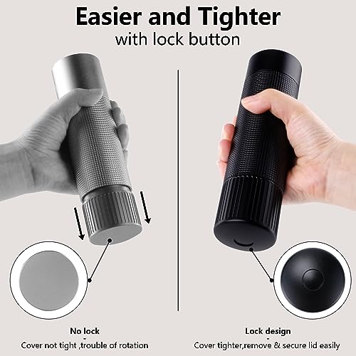 WhiteRhino Professional Pepper Grinder Mill with Top Button Lock,Heavy Duty High Output Aluminum Pepper Mill Refillable,Spice Grinder with Stainless Steel Burrs and Adjustable Coarseness Gift Set Top Button Lock Design