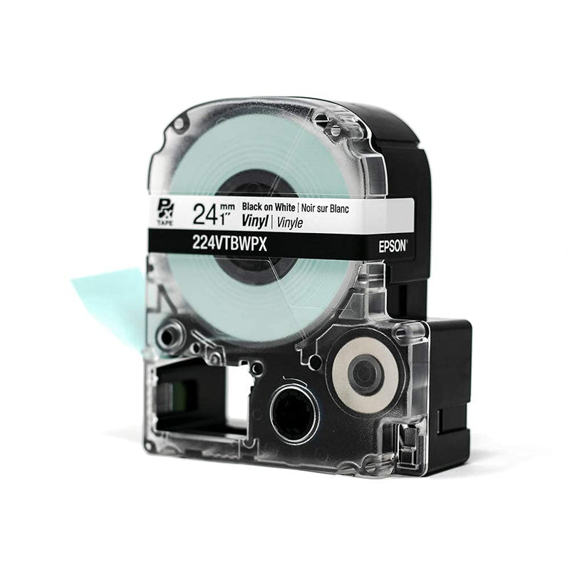 LABELWORKS 224VTBWPX Tape Cartridge - Black on White Flexible and Durable Vinyl Industrial Label Maker Tape - 1" (24MM) Wide, 22.9 ft 24mm