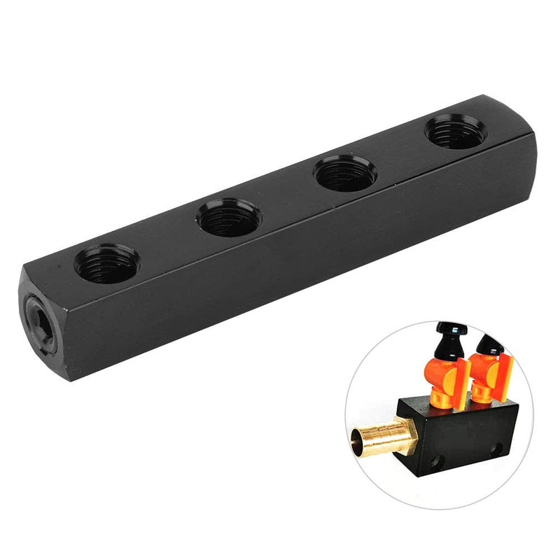 [Australia - AusPower] - SUS304 Air Hose Manifold Block, Air Hose Manifold Block Splitter, 4 Way 1/4 Inch BSPP Thread Pneumatic Air Hose Inline Manifold Block Splitter (4 Way) Straight cross 
