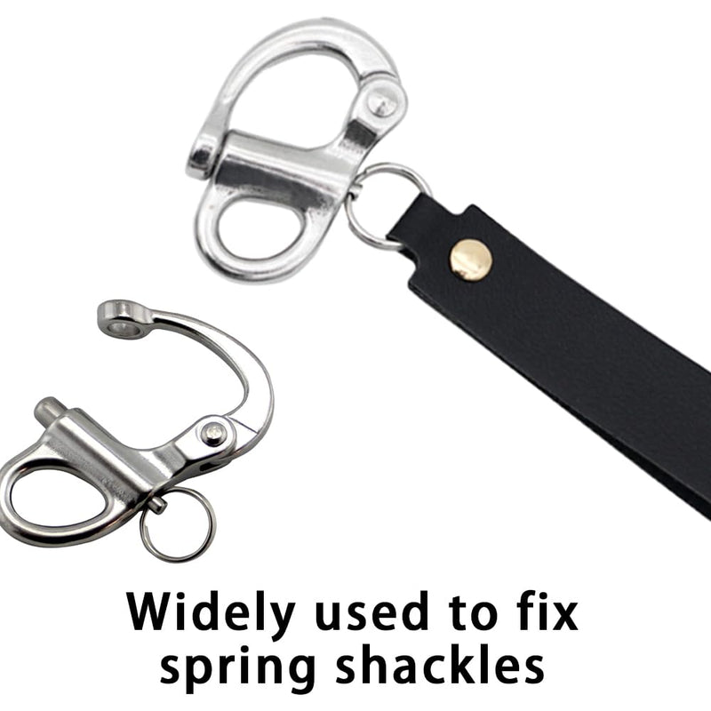 [Australia - AusPower] - 2Pcs Firefighter Quick Release Shackle with Leather, Plus Size Quick Release Clip Shackle Black 