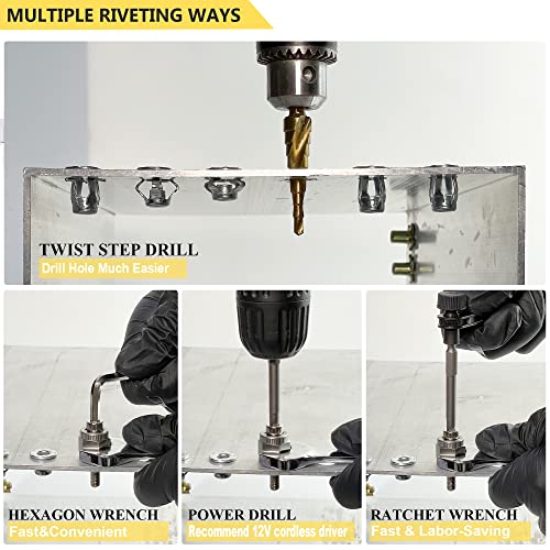 KOOPATZ M6 black jack nuts rivet nut assortment kit with installation tool for thin plastic and wood boards