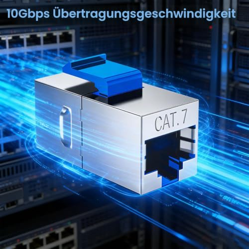 RJ45 Coupler Cat7 10 Gigabit LAN Cable Extension Pack of 8 | Mini Network Cable Connector Coupling for Cable Extension Coupler Compatible Cat7 Cat6A Cat6 Cat5e
