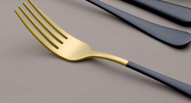 20-Piece Black & Gold Silverware Set, 18/0 Stainless Steel Colorful Handle Flatware Set, Service for 4, Modern Cutlery Set Includes Dinner Knives Forks Spoons, Mirror Polished, Dishwasher Safe gold and black-Piece