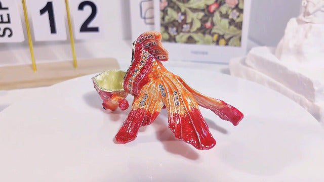 Lucky Goldfish Shape Trinket Box Hinge Hand-Painted Small Jewelry Ring Holder Boxes Enamel Animals Craft Christmas Gift for Women