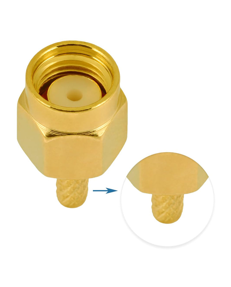 Vecys RP SMA Connectors RP SMA Male Crimp Connector for RG316 RG174 RF Coaxial Cable Pack of 10 RPSMA Male for RG174/RG316