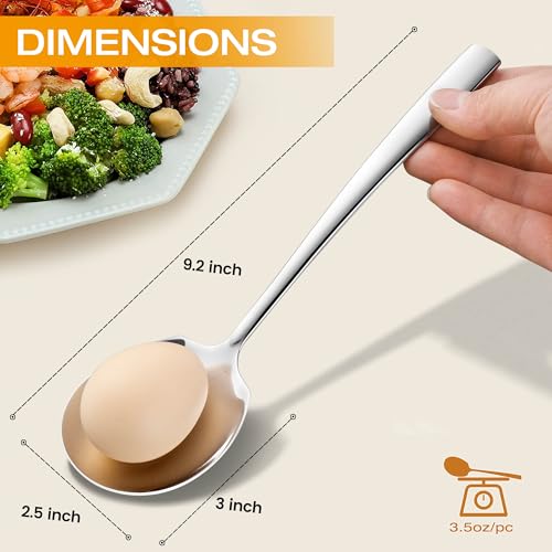 Stainless Steel Serving Spoons Set, 9.2-Inch Large Slotted Spoon x 4, Serving Spoon x 4, Big Serving Utensils Set for Buffet, Parties, Catering (4 Slotted & 4 Solid, Silver) Silver, 4 Slotted & 4 Solid