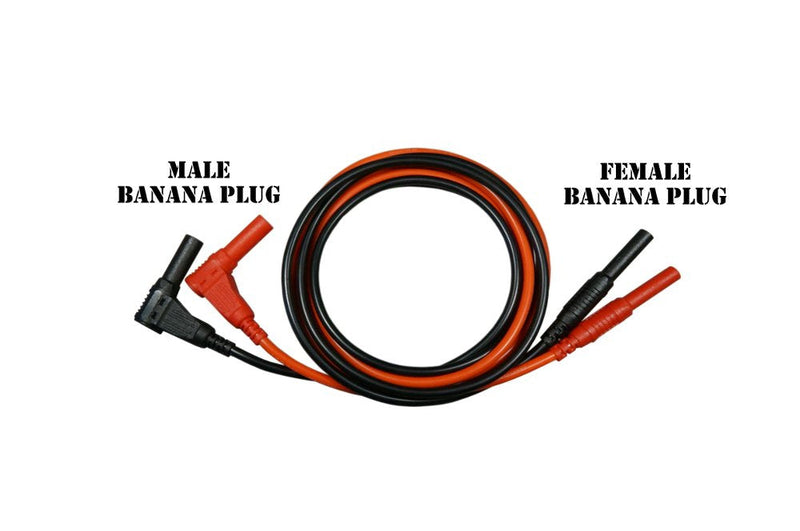 [Australia - AusPower] - Test Lead Extension SILICONE Male-90-Deg to Female Banana (3 ft)(1 pair) 