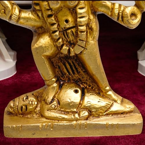 Brass Mahakali on Shiva Idol 2.5 in (150g) – Hindu Goddess Kali Statue, Handcrafted Brass Deity Figurine for Home Temple, Puja & Meditation Decor | Vastu-Inspired Spiritual Showpiece & Devotional Gift