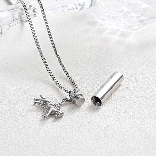 XSMZB Cremation Jewelry Tube Cylinder Urn Necklace for Ashes Memorial Urn Pendant Ashes Keepsake Cremation Jewelry for Ashes for Men Women Necklace-Horse