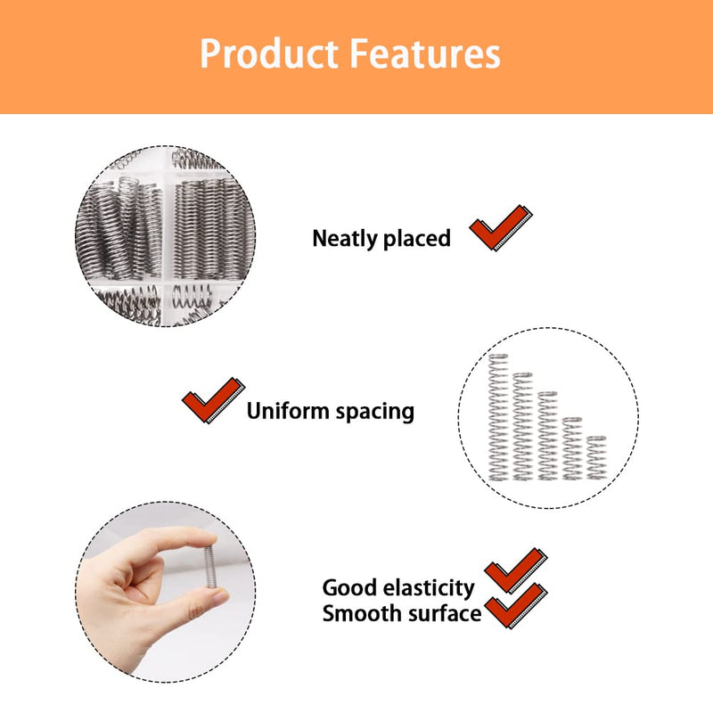 [Australia - AusPower] - 300PCS Compression Springs Assortment Kit 23 Different Sizes Mini Stainless Steel Mechanical Springs for DIY Repair Project K-P-051-300 300 